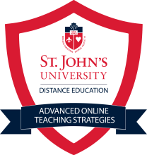 Advanced Online Teaching Strategies Badge, Distance Education, St. John's University